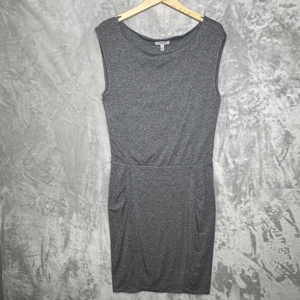 Athleta Dress Womens Small Gray Sleeveless Modal Wool Blend Scoop Neck Jersey